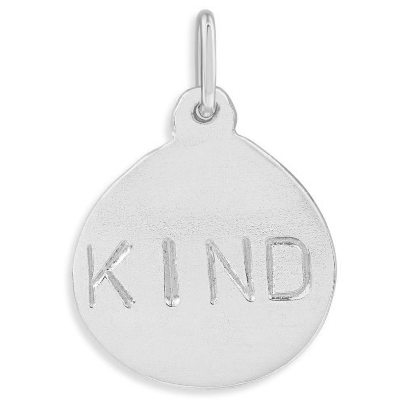 "KIND" Disk Charm  in Sterling Silver Jewelry Helen Ficalora