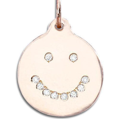 Smiley Disk Charm Pavé Diamonds Jewelry Helen Ficalora
