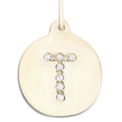 "T" Alphabet Charm Pavé Diamonds Jewelry Helen Ficalora 14k Yellow Gold For Necklaces And Bracelets