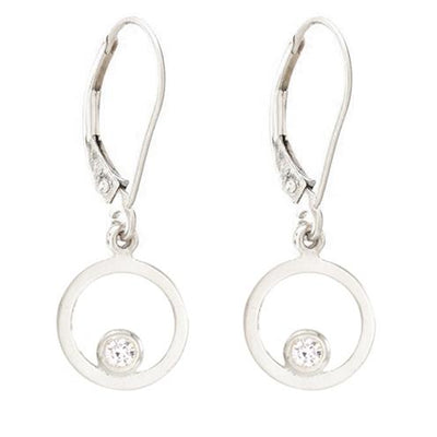 Helen Ficalora 14K White Gold Circle Dangle Earrings With Diamond