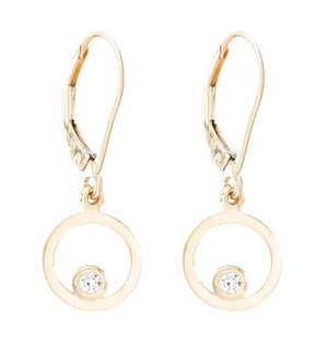 Helen Ficalora Gold Circle Dangle Earrings With Diamond