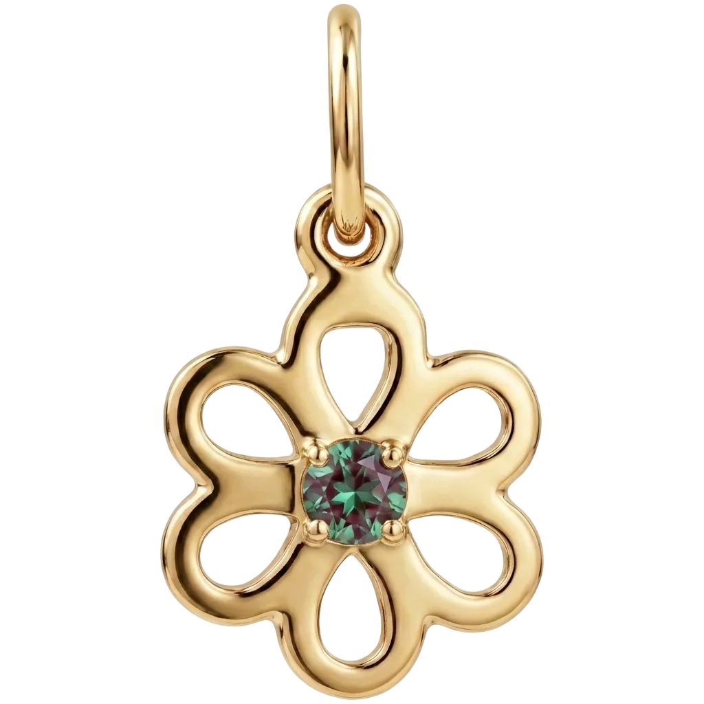 Birthstone Flower Charm With Alexandrite