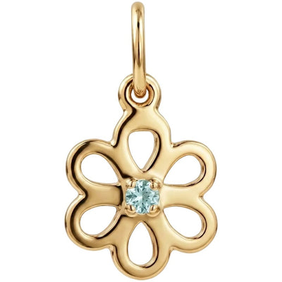 Birthstone Flower Charm With Aquamarine