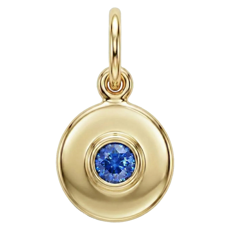 Birthstone Mini Disk Charm With Blue Sapphire