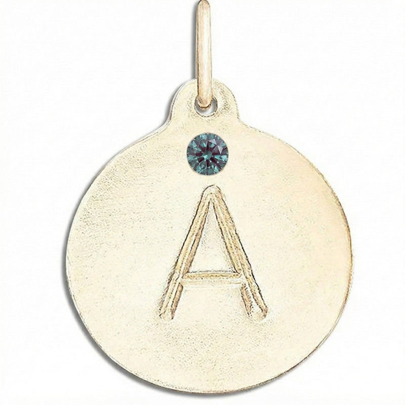"A" Alphabet Charm With Alexandrite