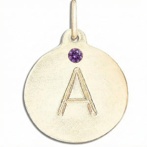 "A" Alphabet Charm With Amethyst