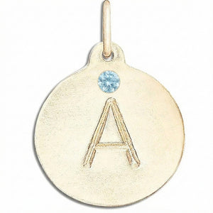 "A" Alphabet Charm With Aquamarine