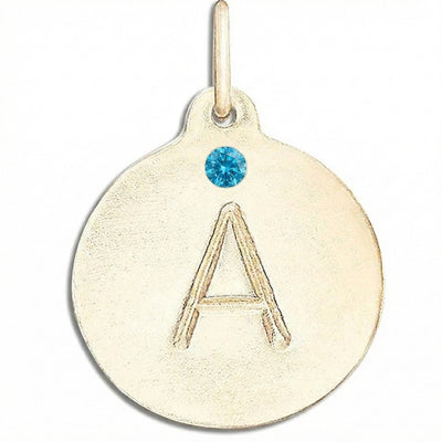"A" Alphabet Charm With Blue Zircon