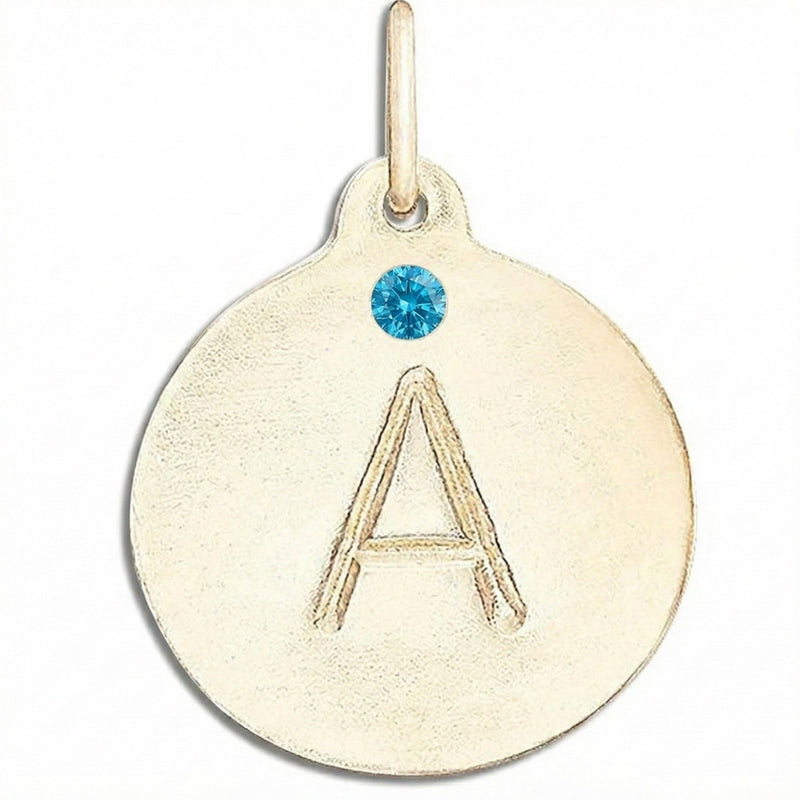 "A" Alphabet Charm With Blue Zircon