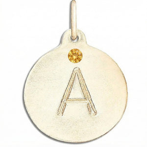 "A" Alphabet Charm With Citrine