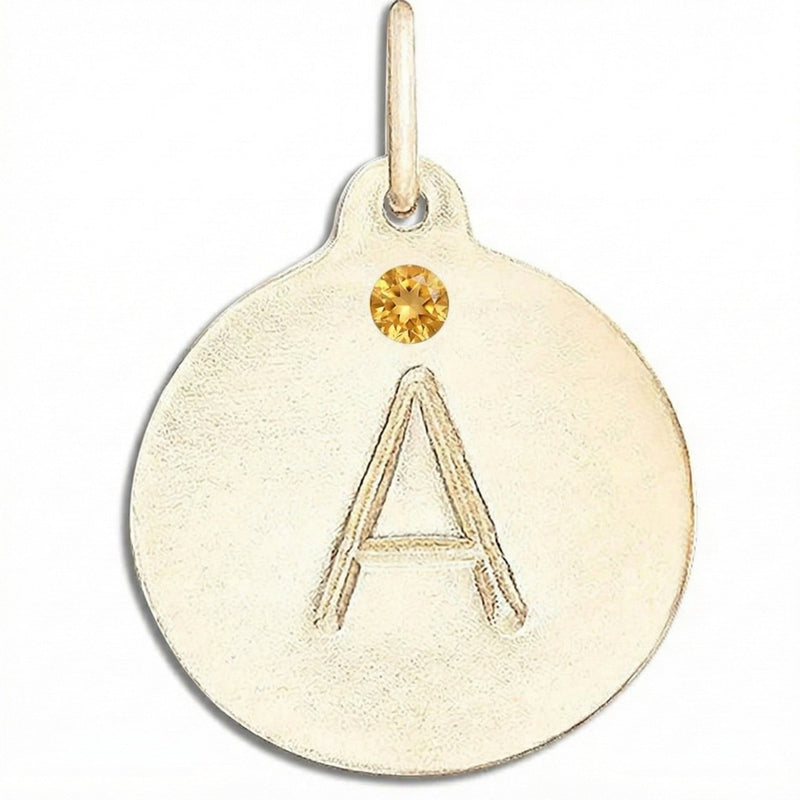 "A" Alphabet Charm With Citrine