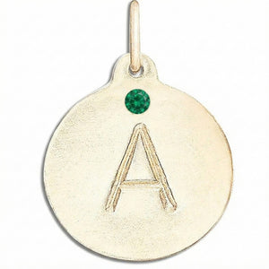 "A" Alphabet Charm With Emerald