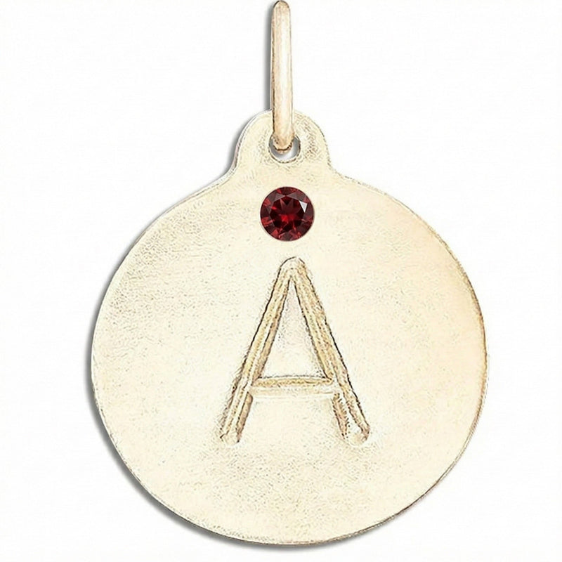 "A" Alphabet Charm With Garnet