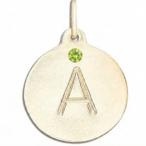 "A" Alphabet Charm With Peridot