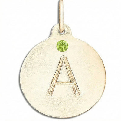 "A" Alphabet Charm With Peridot