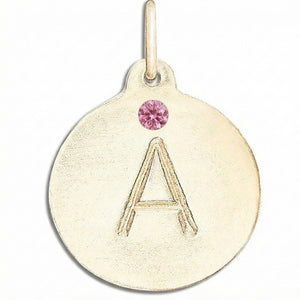 "A" Alphabet Charm With Pink Tourmaline