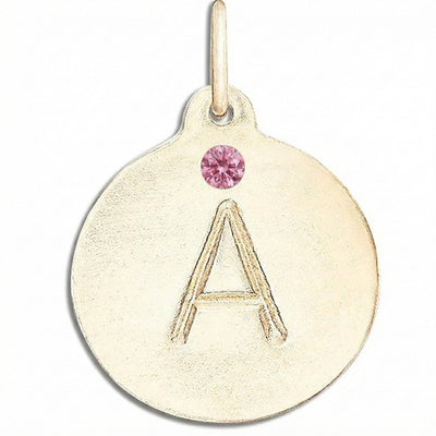 "A" Alphabet Charm With Pink Tourmaline