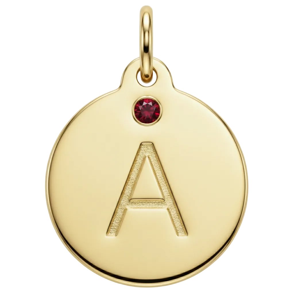 Alphabet Charm with Garnet