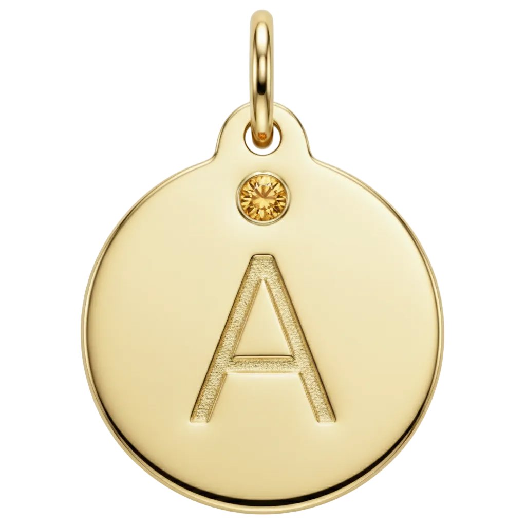 Alphabet Charm with Citrine