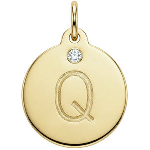 "Q" Alphabet Charm With Diamond