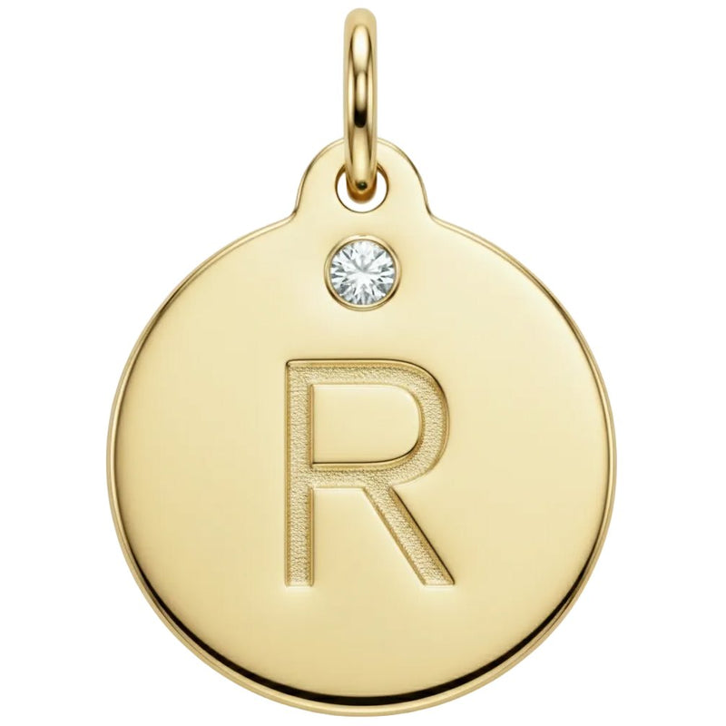 "R" Alphabet Charm With Diamond