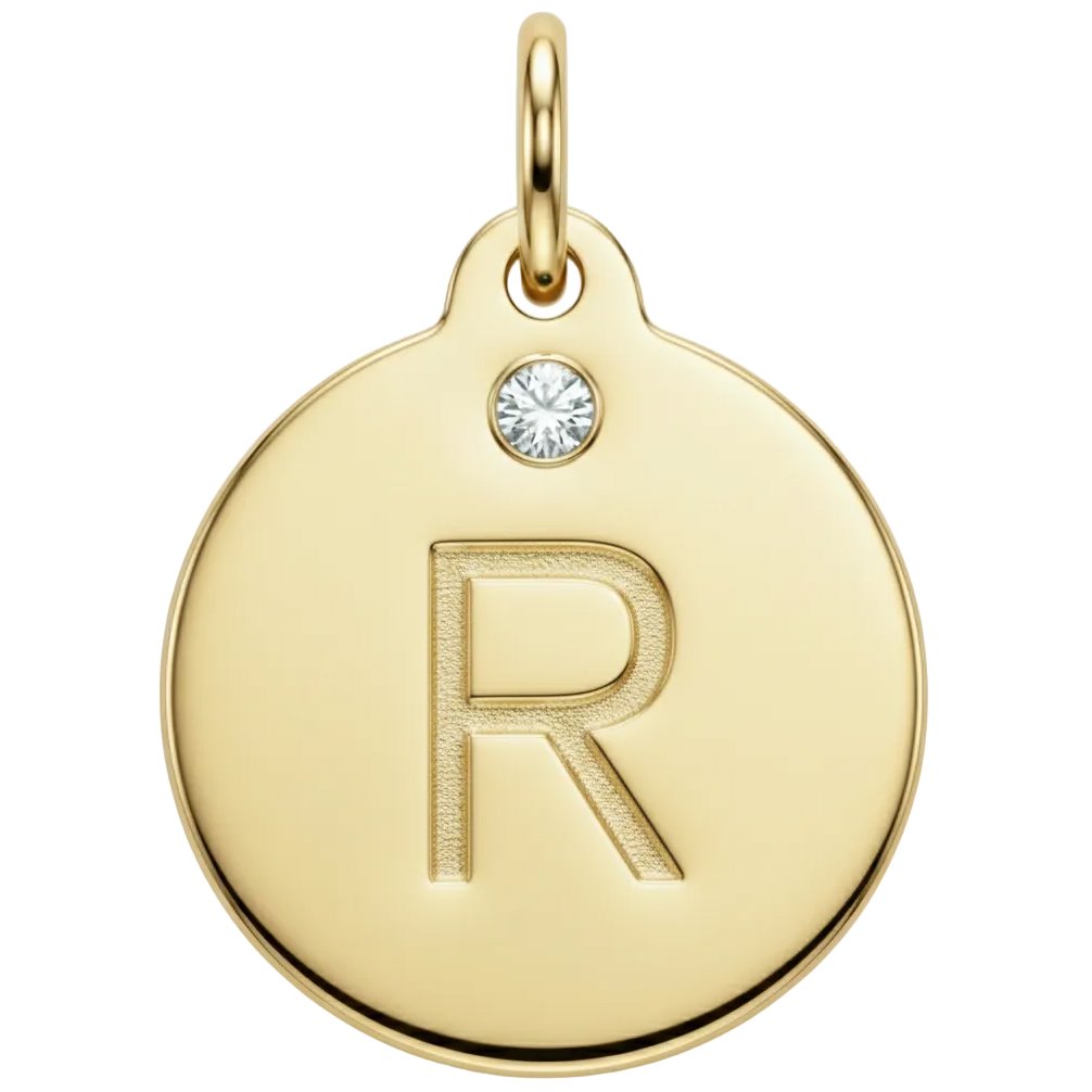 "R" Alphabet Charm With Diamond