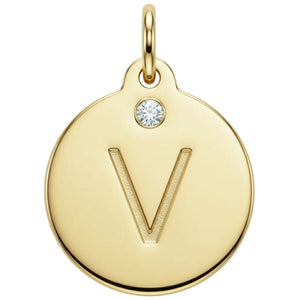 "V" Alphabet Charm With Diamond