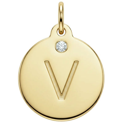 "V" Alphabet Charm With Diamond