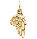 Gold angel wing pendant on a white background
