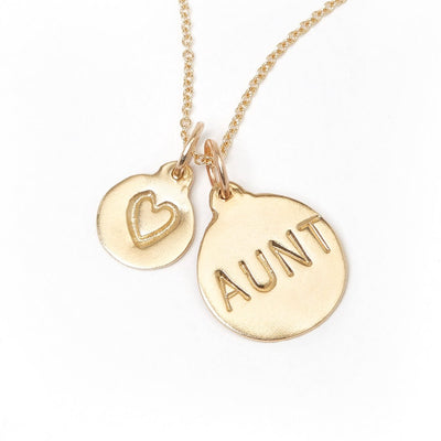 "Aunt" Disk Charm Jewelry Helen Ficalora 14k Yellow Gold