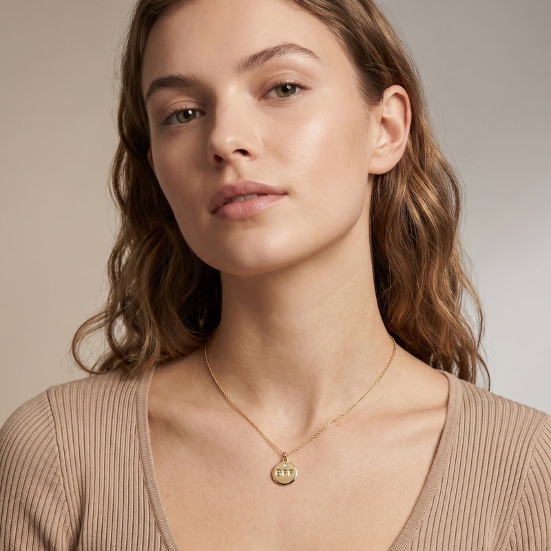 BFF Charm With Diamond 14k Gold On Model