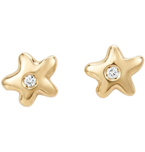 Star Stud Earrings With Diamond