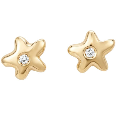 Star Stud Earrings With Diamond