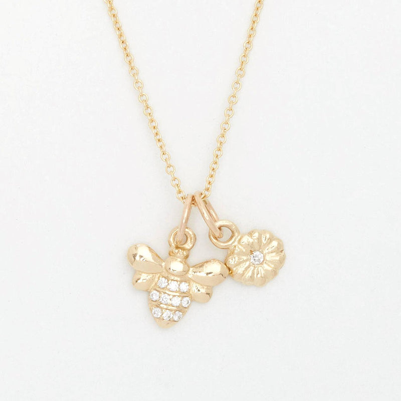 Bee Mini Charm Pavé Diamonds Jewelry Helen Ficalora 14k Yellow Gold For Necklaces And Bracelets