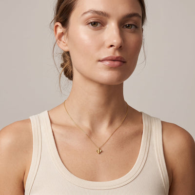 Bee Charm 14k Gold On Models Necklace