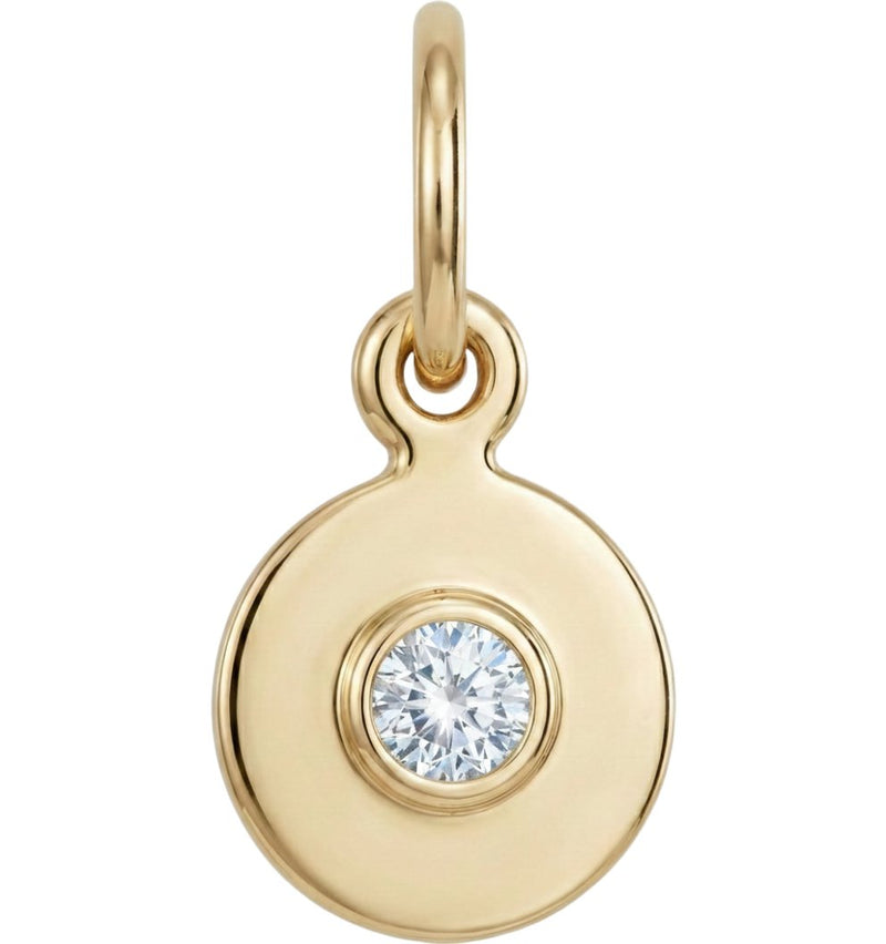 Gold pendant with a diamond on a white background