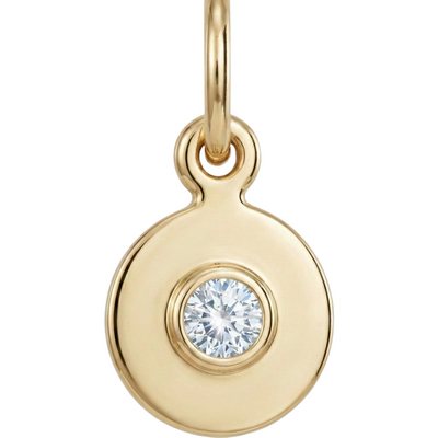 Birthstone Mini Disk Charm With Diamond