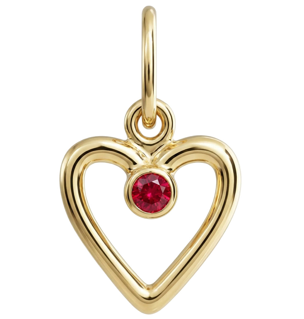Birthstone Heart Charm With Ruby
