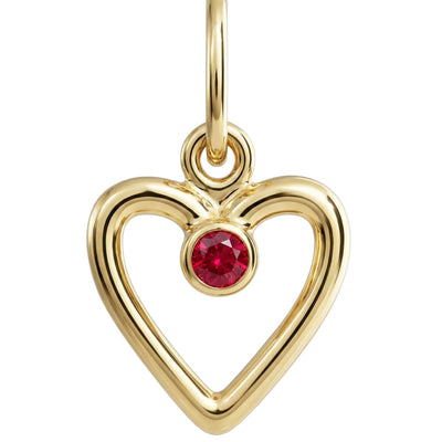 Birthstone Heart Charm With Ruby