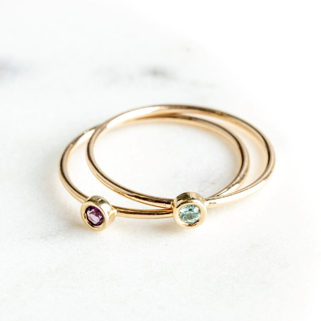 Birth Jewel Stacking Ring With Blue Zircon Jewelry Helen Ficalora 14k Yellow Gold 5