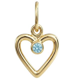 Birthstone Heart Charm With Aquamarine