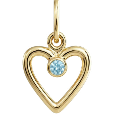 Birthstone Heart Charm With Aquamarine