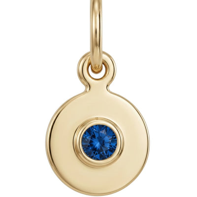 Birthstone Mini Disk Charm With Blue Sapphire