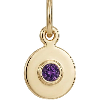 Birthstone Mini Disk Charm With Amethyst