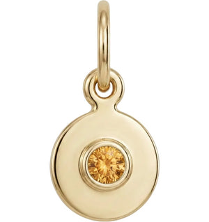 Birthstone Mini Disk Charm With Citrine
