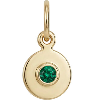 Birthstone Mini Disk Charm With Emerald