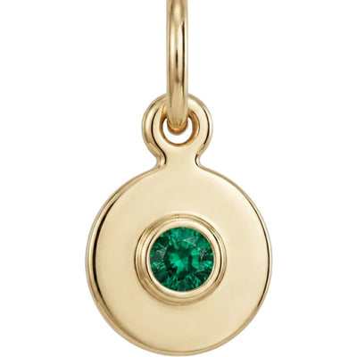 Birthstone Mini Disk Charm With Emerald