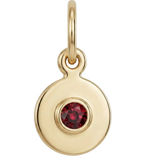 Birthstone Mini Disk Charm With Garnet