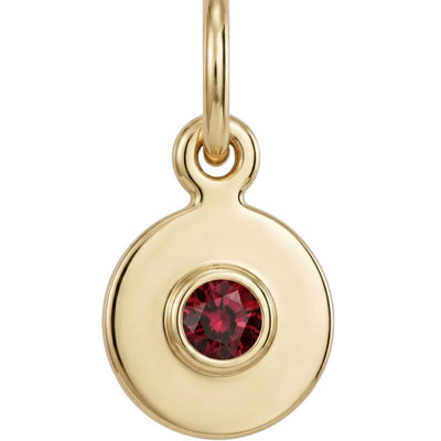 Birthstone Mini Disk Charm With Garnet