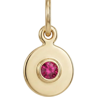 Birthstone Mini Disk Charm With Ruby